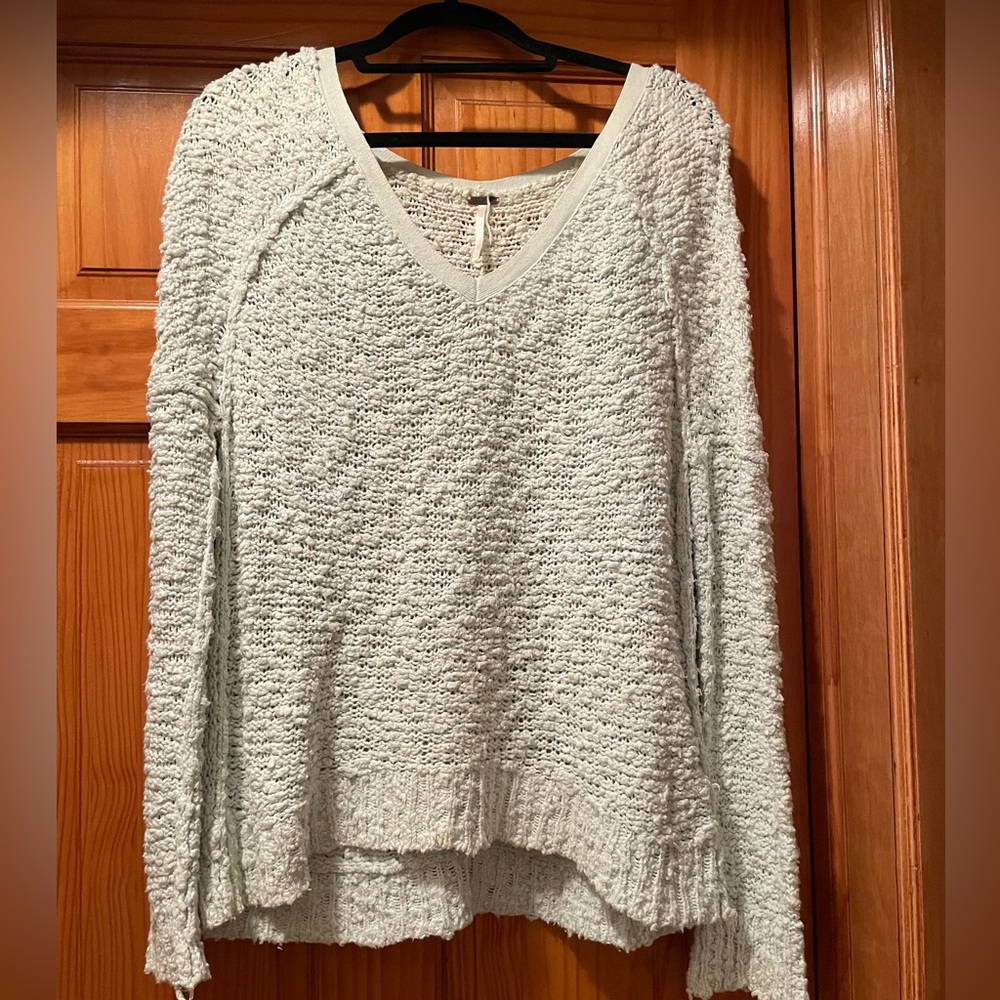 Free People Songbird Boucle Knit Sweater, Mint Green, Size XS